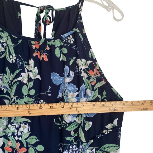 Maison Jules Maxi Floral Dress L Halter Flowing LinedCottagecore Retro Coquette - Picture 3 of 6